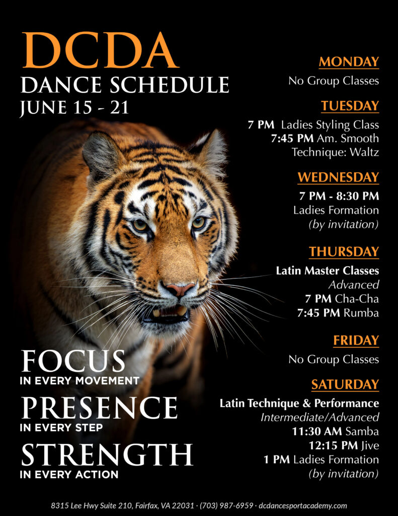 DC DanceSport Academy Dance Class Schedule & Events June 15-21, 2026